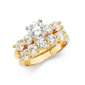 14K Yellow Gold Engagement wedding ring 2pc set